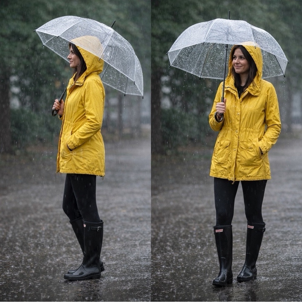 EILEEN FISHER Anorak Rain Jacket Mustard Yellow Sz L